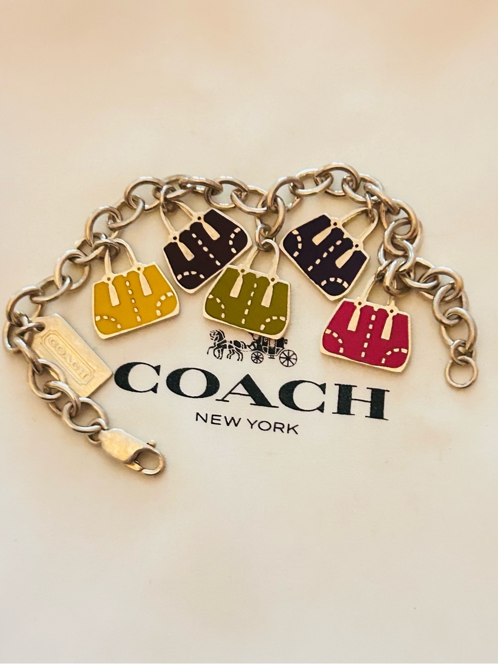 EXTREMELY RARE Coach Legacy Y2K 1941 925 Sterling Silver Purse Charm Bracelet